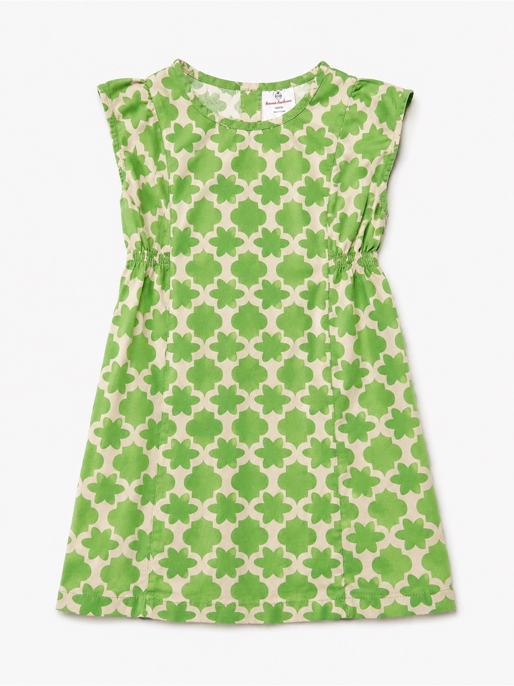 Hanna Andersson Green and Cream Floral Print Girls Dress